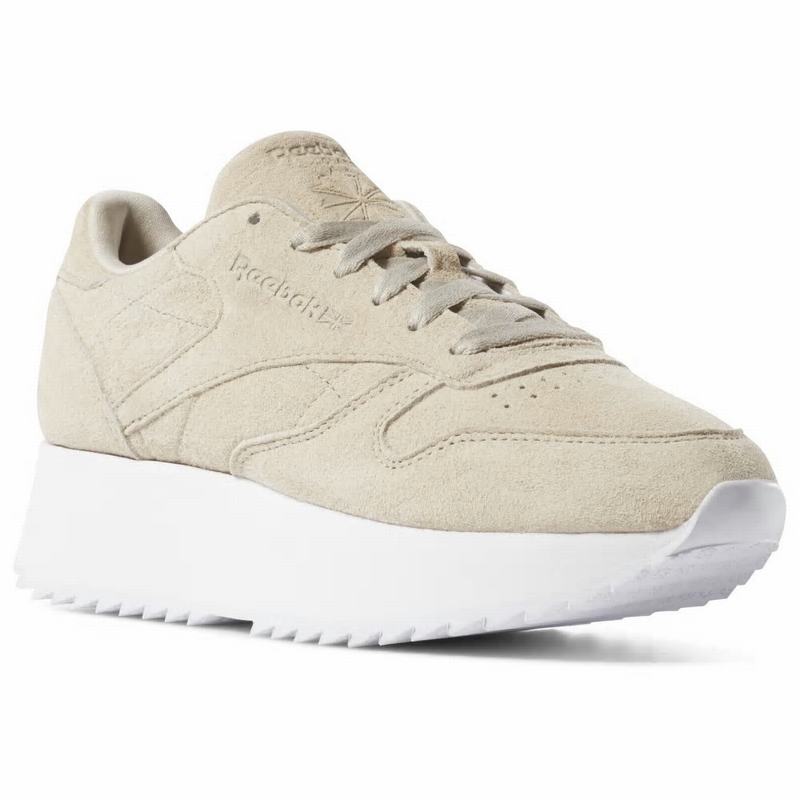 Reebok Classic Leather Double Tenisky Damske - Béžové/Biele VX6187QO